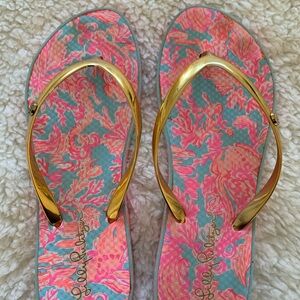 Lilly Pulitzer Pink and Gold Sandals